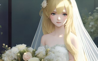 anime girl in a wedding dress