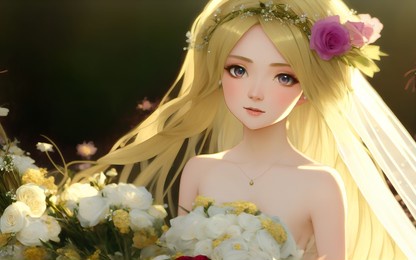 anime girl in a wedding dress