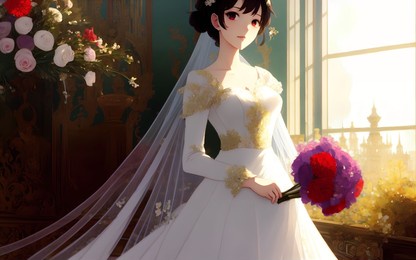 anime girl in a wedding dress