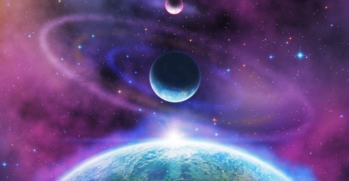 planets and space sunrise on a starry background. elements of this image furnished by nasa.