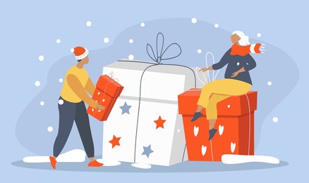 vector illustration in a flat style on the theme of christmas gift