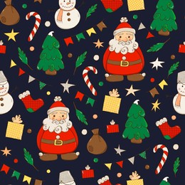 seamless christmas pattern. cartoon santa claus digital background. 