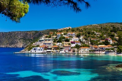 greece. ionian islands - cephalonia (kefalonia). asos (assos), small rustic village on the west coast of the island
