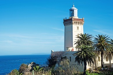 cape spartel - light house - at the horizon the spanish coast
