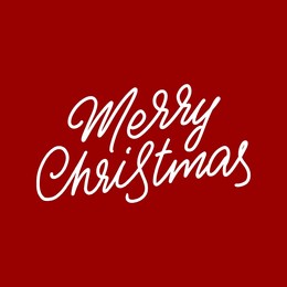 merry christmas inscription on a red background in the style of lettering for print and design. vector illustration .