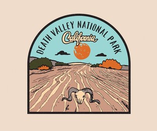 death valley californai illustration with typography deign for print