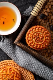 a cup of warm tea and moon cakes create a great atmosphere