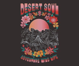 desert soul, adventure wild life, desert dream vector graphic, sunset the desert vibes in arizona, desert  vector graphic print design for apparel, stickers, posters, background and others.