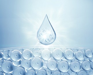 cosmetic serum oil drop on saggy skin cell, skin repair, moisturizer, collagen serum, advertising background ready to use, 3d rendering