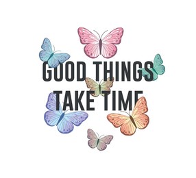 decorative inspirational quote with butterfly illustration, vector design for fashion and poster prints, card, sticker, wall art, positive quote, inspirational quote, boho butterfly