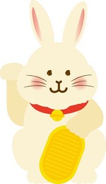 vector illustration of a rabbit beckoning cat