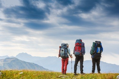 travelers in the mountains. sport lifestyle travel concept