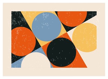 minimal 20s geometric design poster, vector template with primitive shapes