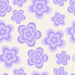 y2k seamless pattern with flowers, tunnel of concentric daisies. vector background in retro psychedelic 2000s style. lilac color.  trendy girly design. funny cute texture.