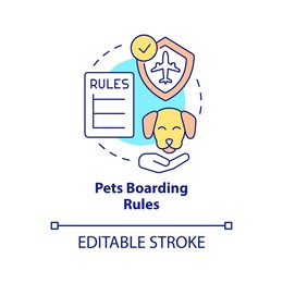 pets boarding rules concept icon. animal transport requirements. flying guidelines abstract idea thin line illustration. isolated outline drawing. editable stroke. arial, myriad pro-bold fonts used