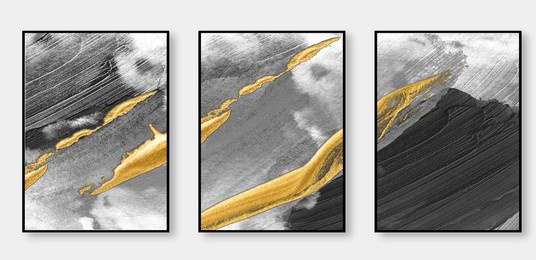 modern abstract gold line hand-painted art background decorative painting