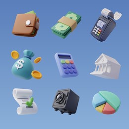set of 3d finance icon, business and financial concept. eps 10 vector.