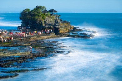 tanah lot is a rock formation off the indonesian island of bali