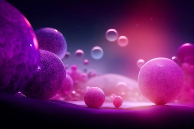 abstract purple background with big spheres 3d rendering