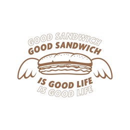 good sandwich logo, retro submarine sandwich with wing logo for tshirt illustration simple color