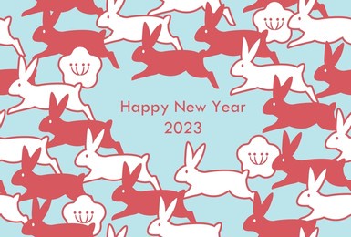 2023 new year card design. rabbit seamless pattern. 2023 is rabbit year. for greeting card, poster and flyer etc.