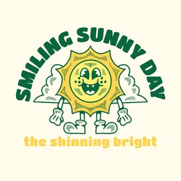 retro mascot vintage sunny smiling character illustration