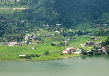 pokhara city along phewa lake
