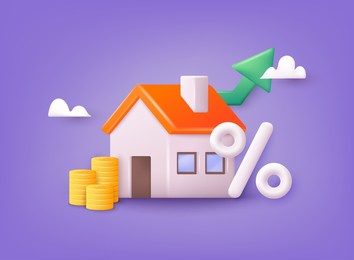 invest money in real estate property. house loan, rent and mortgage concept. 3d web vector illustrations.