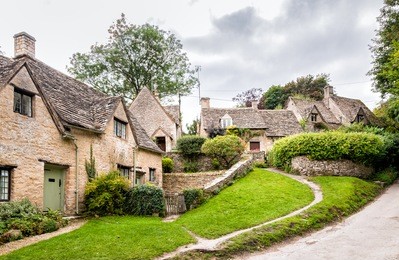 cotswold stone cottages in the bibury village, united kingdom