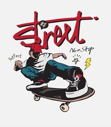 street slogan with a man playing skateboard vector illustration