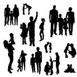 vector silhouette of family on white background.