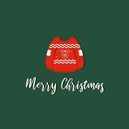 merry christmas card minimalist style warm cute winter sweater. trendy greeting card