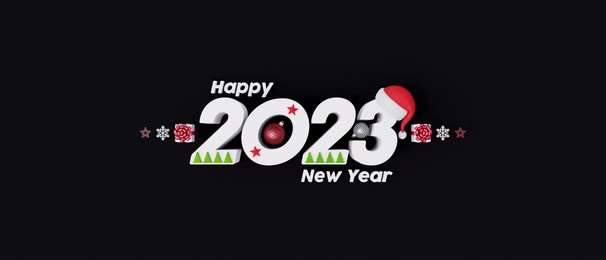 happy new year 2023 background for greeting cards on black background 3d render 3d illustration