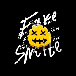 fake smile writing design, suitable for screen printing t-shirts, clothes, jackets and others