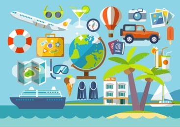 travel vacation flat design set. vector concept  illustration. travel banner.