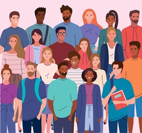 crowd students young people smiling