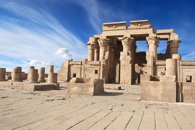 ruins of the temple of kom ombo, egypt 