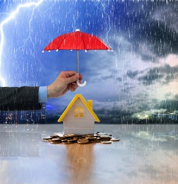 umbrella protection house and money