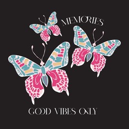 slogan print with butterfly. butterfly placement print.