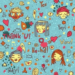 abstract funny seamless people pattern. vector pattern for web page backgrounds, postcards, greeting cards, invitations, wedding, pattern fills, surface textures. awesome for children bedroom.