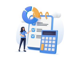 characters manage finances 3d render. people calculating analyzing personal or corporate budget, managing financial income, consulting with accountant. 3d render cartoon vector illustration and icon