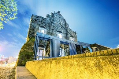 ruins of st paul cathedral in macau, china.