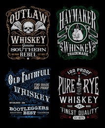 vintage whiskey label t-shirt graphic set 