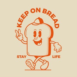 bread character, retro mascot character