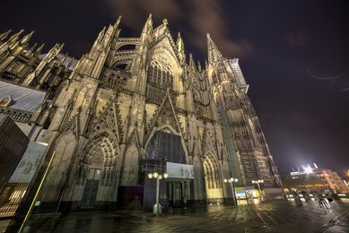 cologne, germany, the dome at night.wide angle.