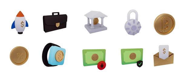 3d banking icons. high quality render 3d banking icons for app, presentation and web pages.