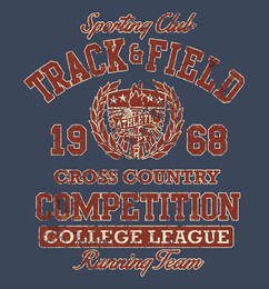 vintage track and field college athletic sporting club grunge vector artwork for t shirt boy sport wear