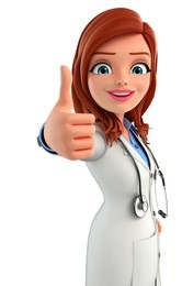 illustration of young doctor with best sign
