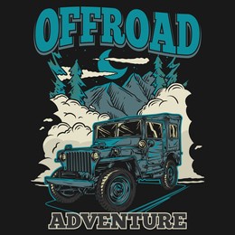 off road car illustration for tshirt design and other