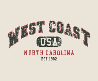 west coast north carolina slogan print state vintage retro varsity   with college emblem for graphic tee t shirt or sweatshirt